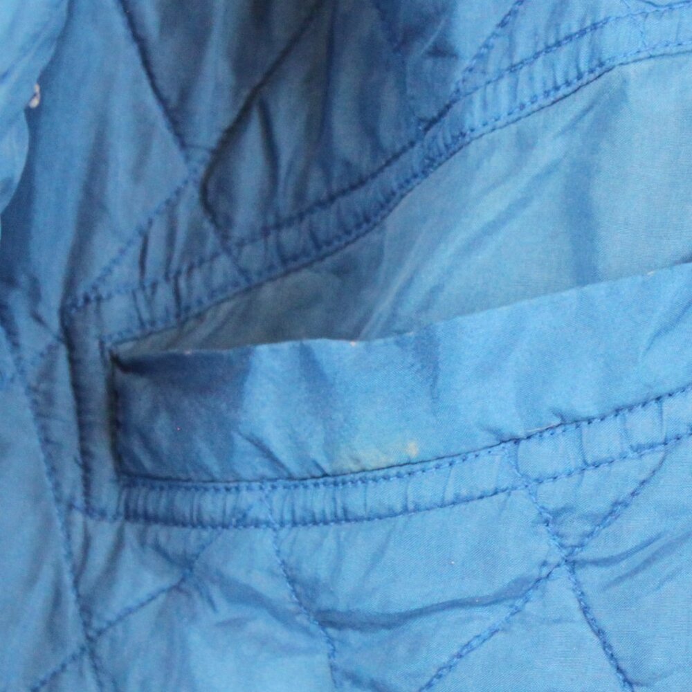 Vintage Carole Little Blue Quilted Silk Zip Up Home Coat Jacket - Picture 14 of 16